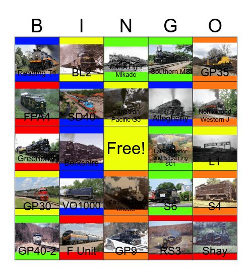 Baltimore and Ohio other Railroads in Maryland that I would like to take photographs with Carmen one day Bingo Card