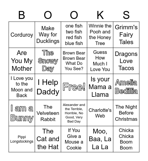 Baby Shower Book Bingo Card