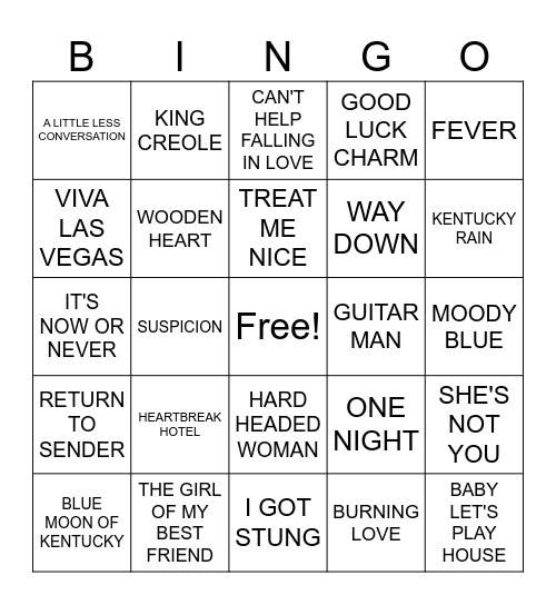 HAPPY BIRTHDAY ELVIS Bingo Card