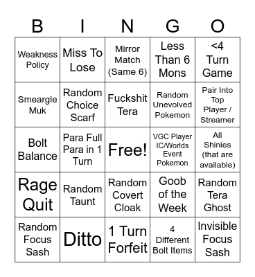 GC Bingo Card