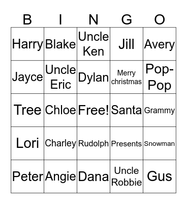 Christmas Eve BINGO Card