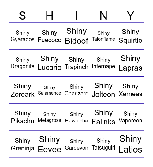 2026 Shiny Hunt Bingo Card