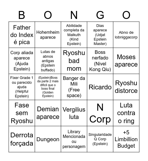 Bongo Canto 9 - Parte 3 Bingo Card