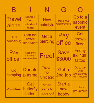 2026 Bingo Card