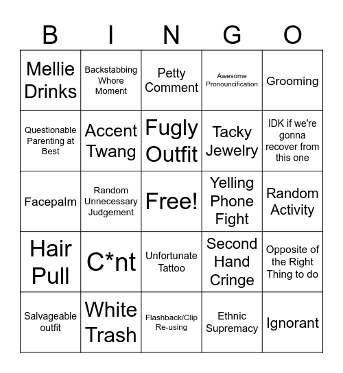 Gypsy Sisters Bingo (Take a hit) Bingo Card