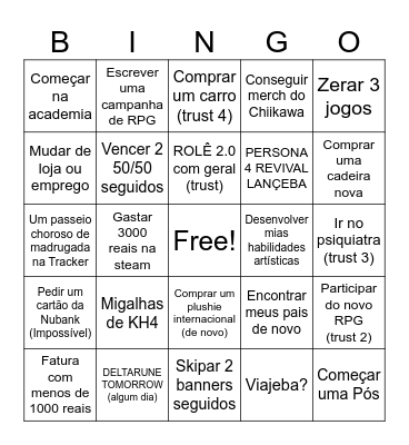 2026 Bingo Card