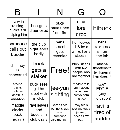9x07 Bingo Card