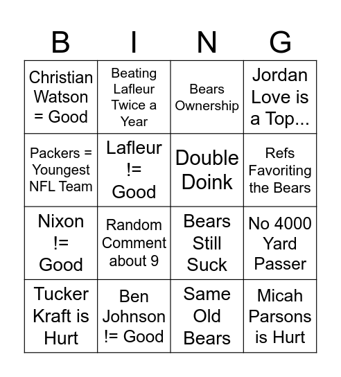 Leland Bingo Card