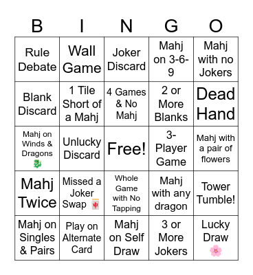 Messy American Mahjong BINGO! Bingo Card