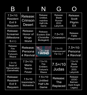 2026 Firelink Fantasy Draft Bingo Card