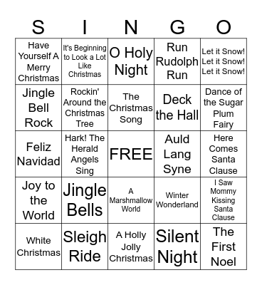 Music Bingo- Holiday Edition Bingo Card