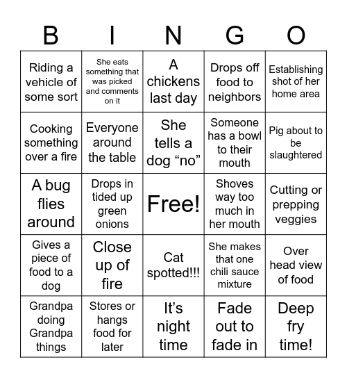 Dianxi Bingo Card