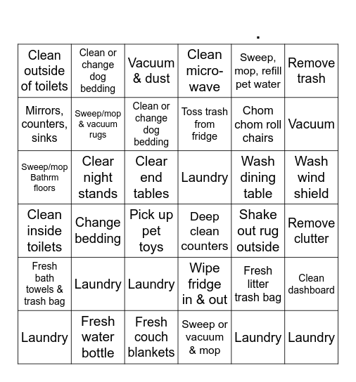 Weekly Bingo Card