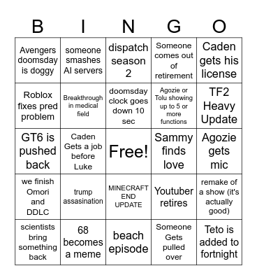 2026 Bingo Card