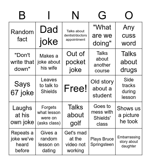 What Will Marino Do? Bingo Card
