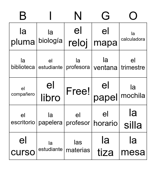 La Clase / The Clas Bingo Card