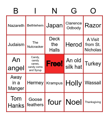 Christmas Trivia Bingo Card