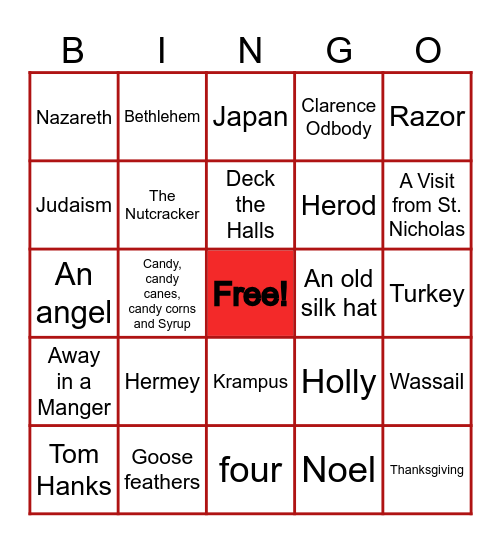 Christmas Trivia Bingo Card
