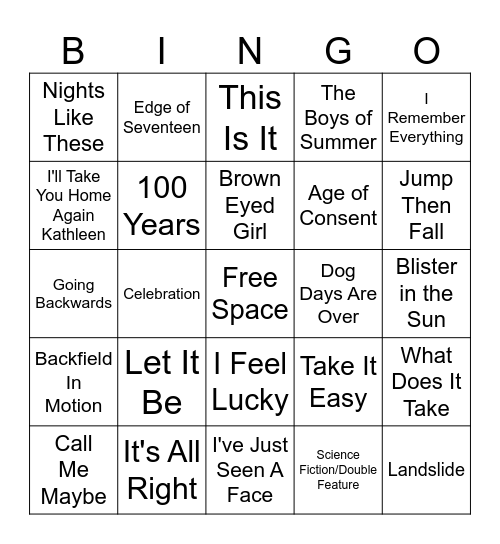 GIRLS GETAWAY Bingo Card