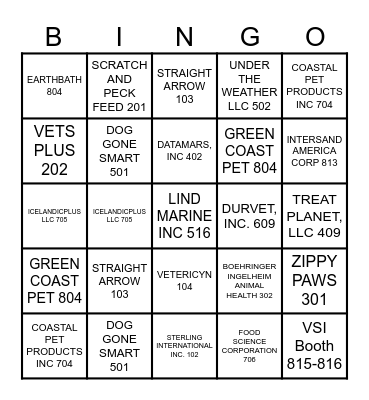 VENDOR BLACK OUT Bingo Card