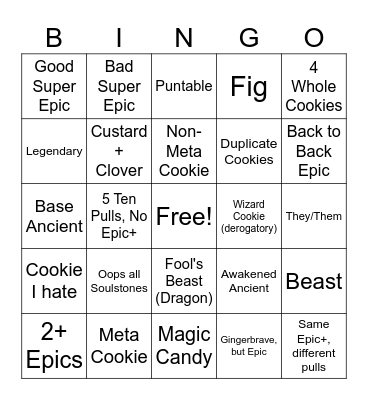 CRK Gacha Bingo Card