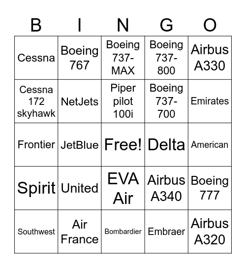 ✌️Aviation 2026✈️ Bingo Card
