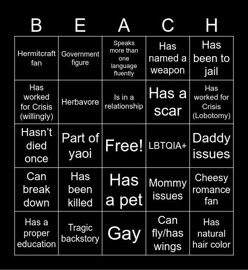 Beach Day Bingo Card
