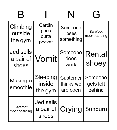 Portside Staff Bingo Card