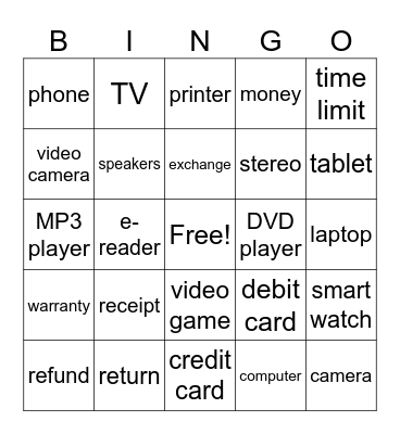 Electronics Returns and Exchanges Bingo Card