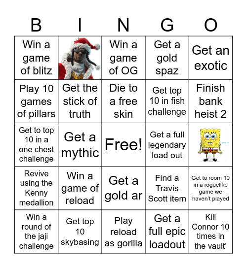 Fortnite Bingo Card
