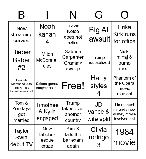 2026 Bingo Card
