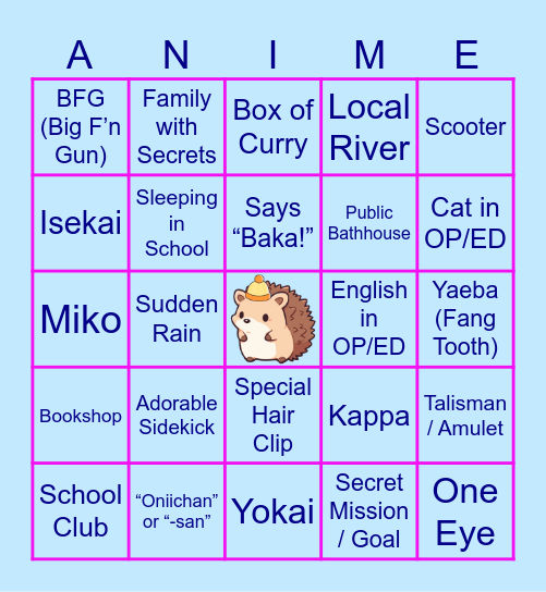 Winter Episode 1 Bingo Card