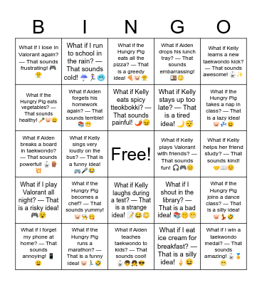 What if the Hungry Pig eats vegetables? — That sounds healthy! 🥕🐷😄 Bingo Card