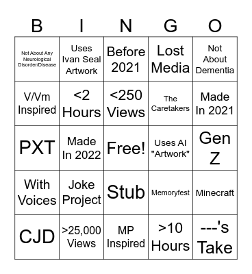 Fan Project Bingo Card