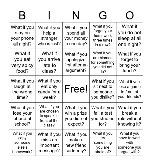 What if you have a fight with your mom? Bingo Card