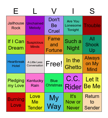 ELVIS BINGO Card