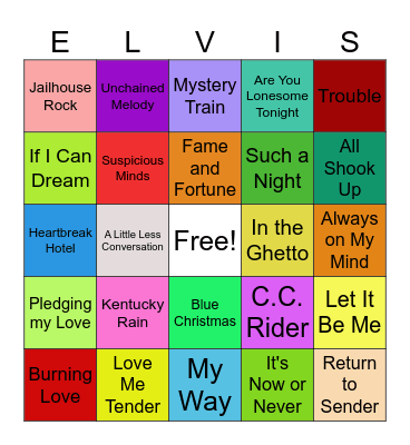 ELVIS BINGO Card