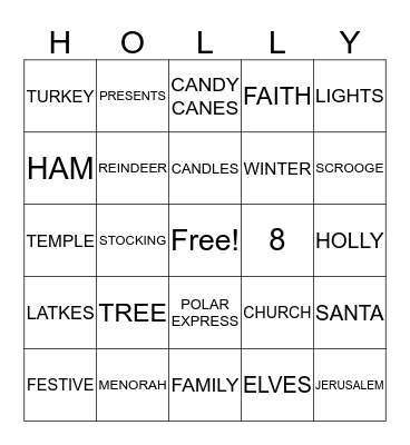 HOLIDAY BINGO  Bingo Card