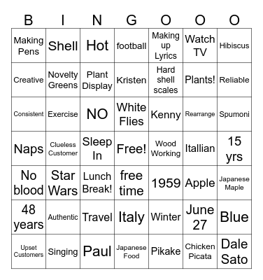 Ken's BINGO! Bingo Card