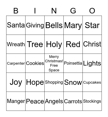 Christmas Bingo Card