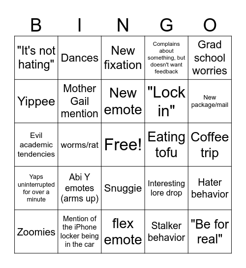 Gail Bingo Card