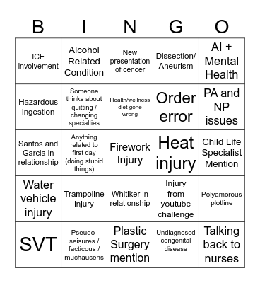 Pitt Bingo Card