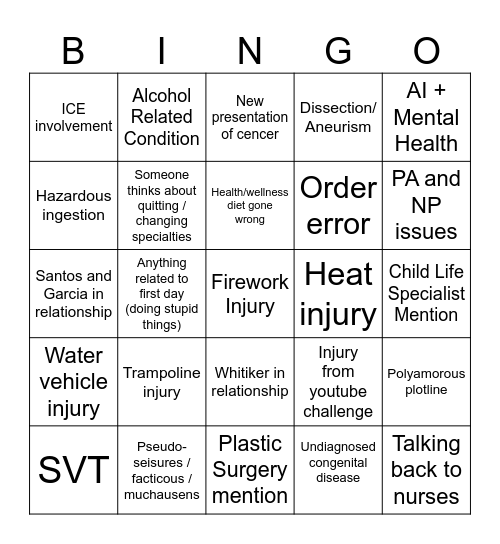 Pitt Bingo Card
