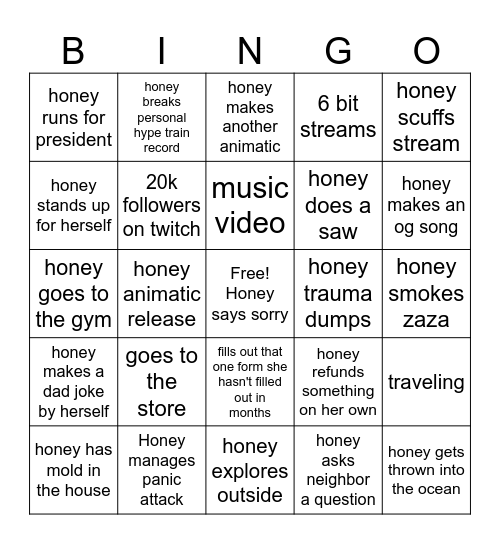 HONEY BINGO Card