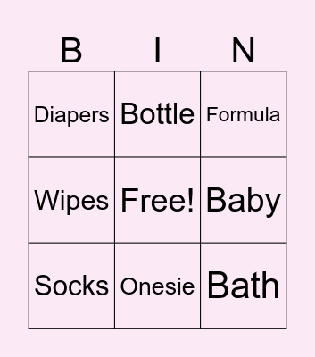 Baby Shower Bingo Card