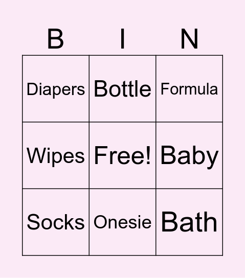 Baby Shower Bingo Card