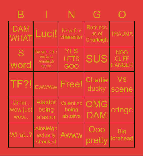 Hazbin hotel bingo! Bingo Card