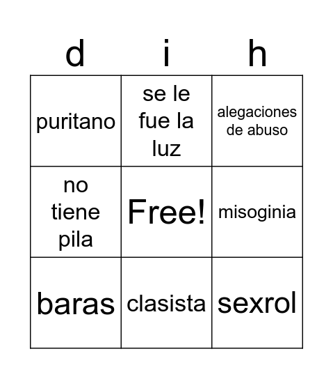 edi en vc Bingo Card