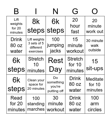 January 29-February 4 Bingo Card