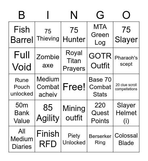 Ryan's Ironman Bingo Card Bingo Card